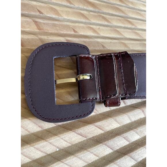Womens Genuine Leather Reptile Print Wide Belt Espresso Brown Size M/L main image 5